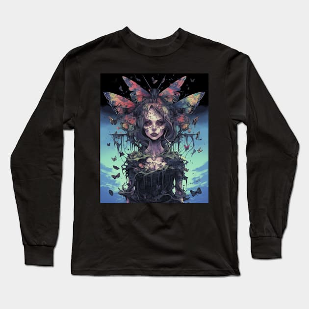 Grunge Fairycore Aesthetic Skeleton Goth Gothic Fairy Long Sleeve T-Shirt by Spit in my face PODCAST